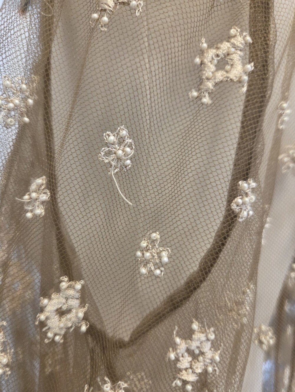 BIYAN Elegant Taupe Lace Maxi Dress, NWT, Embroidery And Pearl Beading, Size M,L - Picture 12 of 15